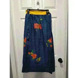 Vintage Floral‎ Wrap Maxi Skirt Womens Size 12 USA Made Cottagecore Artsy 70's